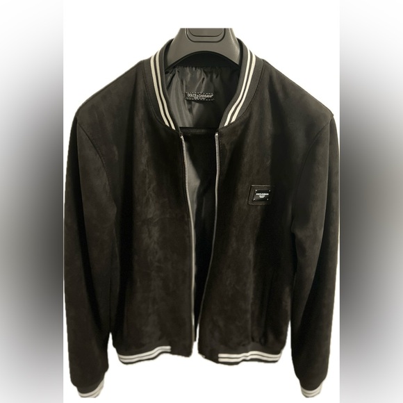 Dolce cabbana stripe trim suede bomber jacket for men - Picture 8 of 8